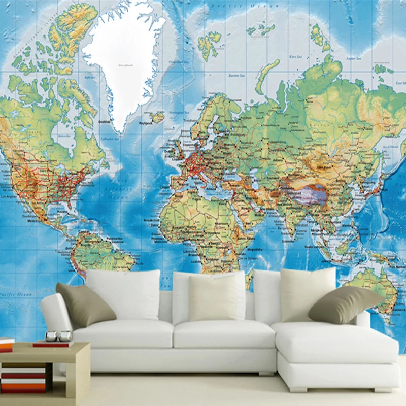 HD World Map Mural Wallpaper