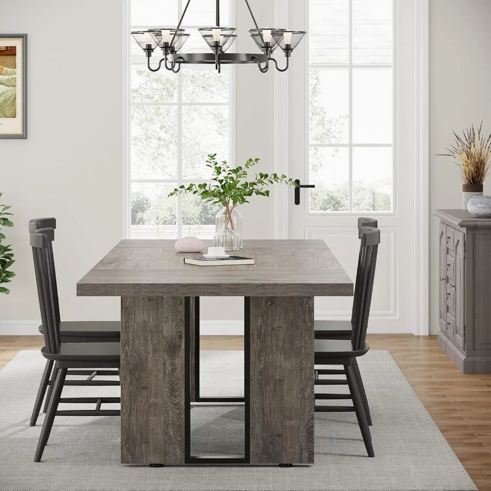 Dining Table Set for 6 to 8 People Rustic Farmhouse