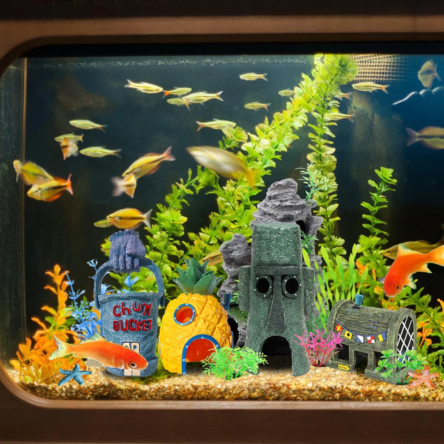 11 Pcs Spongebob Squarepants Fish Tank Aquarium Decorations