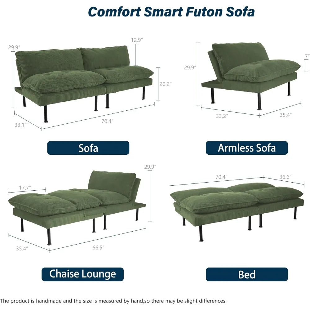 70" 4 in 1 Multi-Function Couch Sleeper with Adjustable Backrest