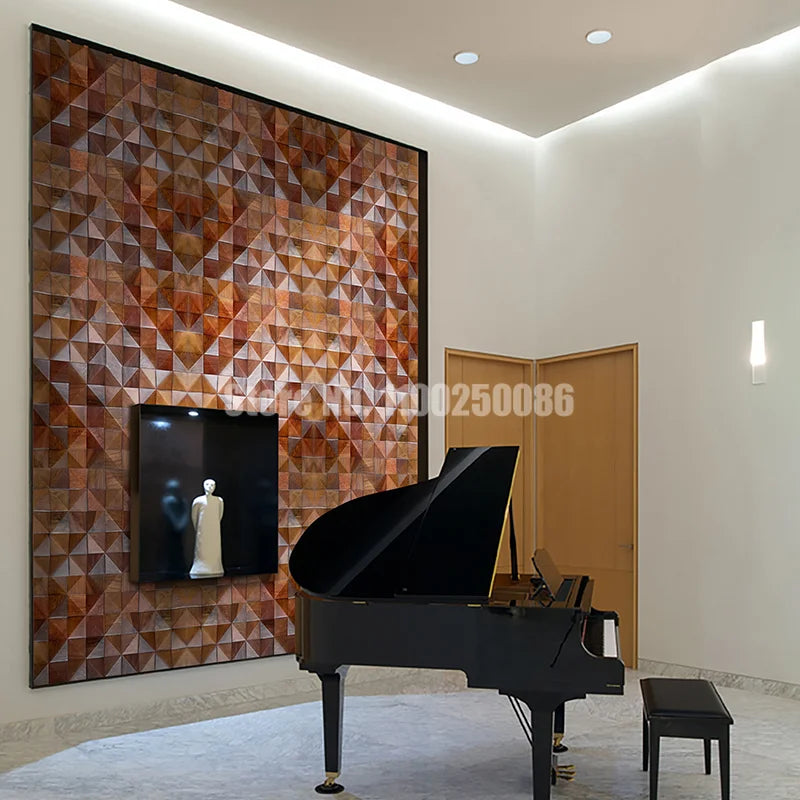 Natural Solid 3D Wooden Acoustic Mosaic Tiles