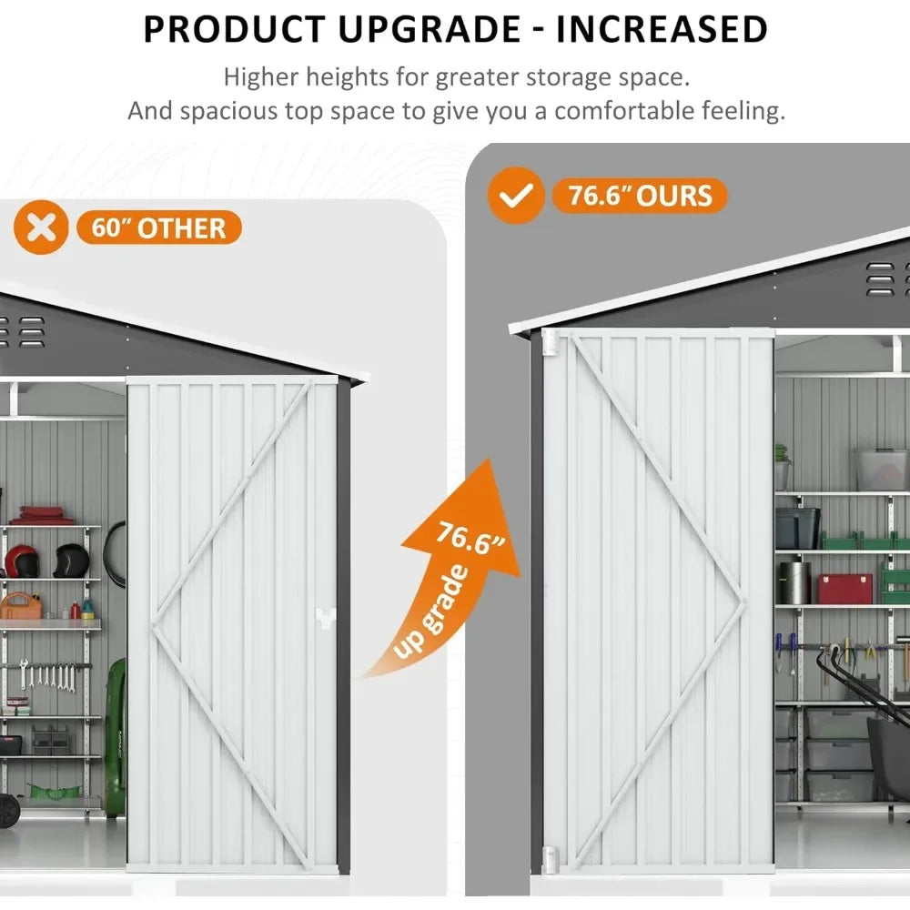 8 X 12 FT Outdoor Metal Shed with Updated Frame Structure