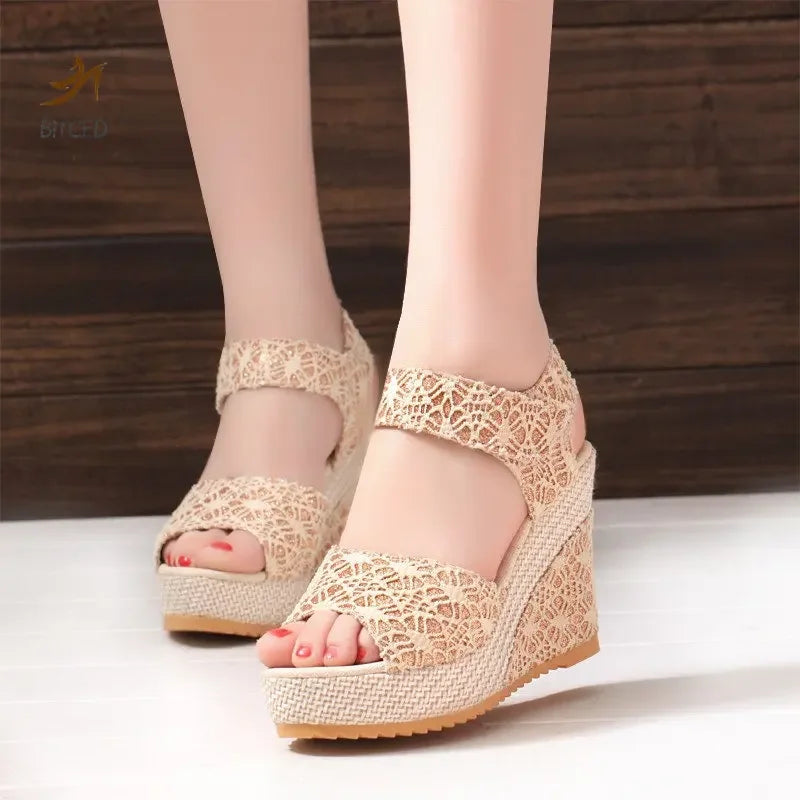 Womens Peep Toe Platform High Heel Sandals
