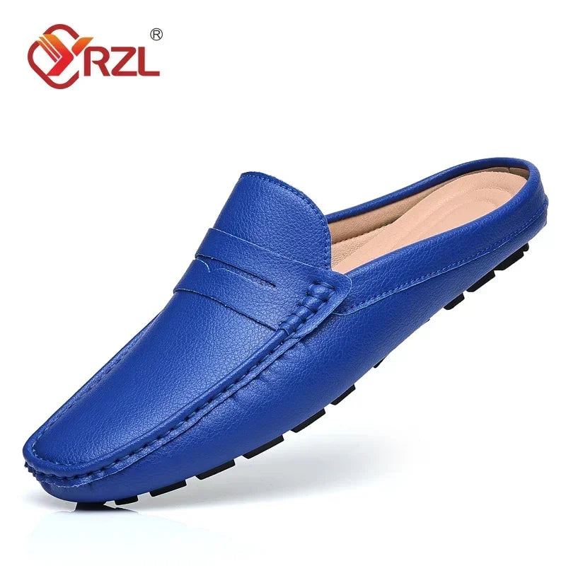 White Loafers Mens Handmade Summer Slip on Half Shoes
