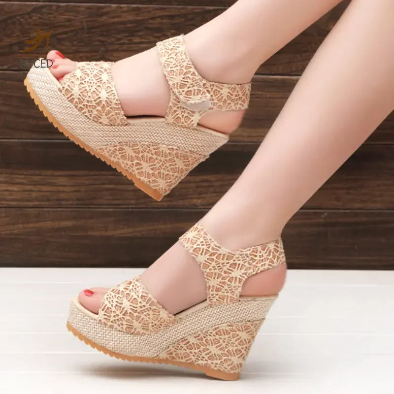Womens Peep Toe Platform High Heel Sandals