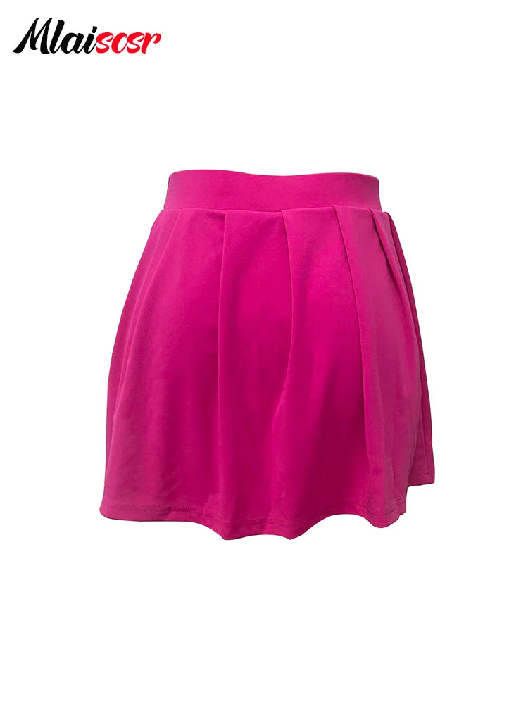 Pleated Irregular High Waist Mini Pants
