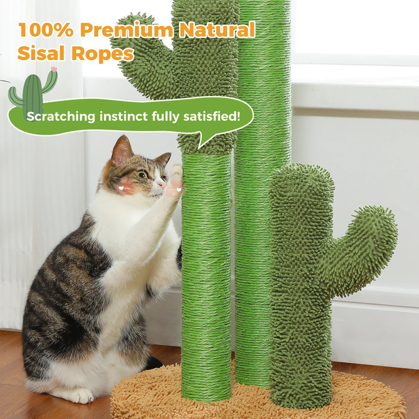 Cactus Cat Scratching Post with 3 Sisal Scratching Poles