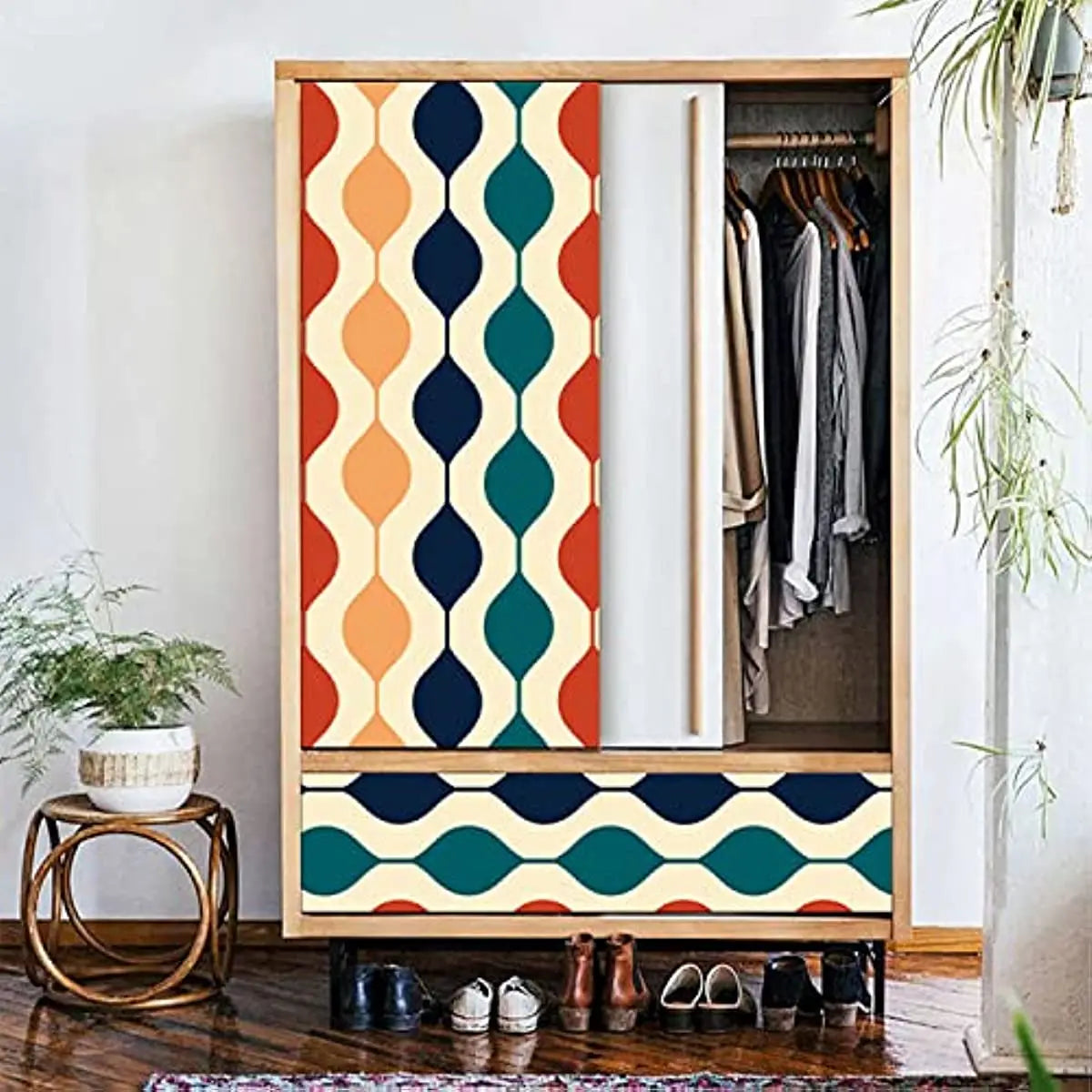 Colorful Geometric Peel and Stick Wallpaper Self-Adhesive Removable