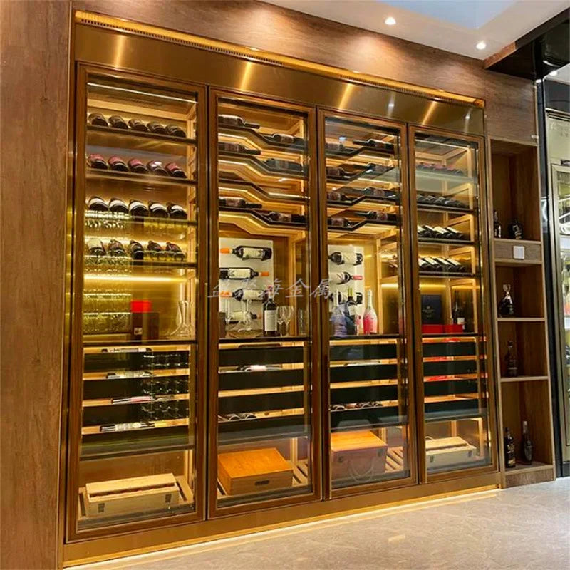 Thermostatic Luxury Glass Stainless Steel Wine Cabinet