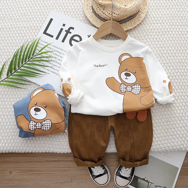 Cartoon Bear T-shirt Pants 2Pcs/set Toddler Fashion Cloth Kids Tracksuits 5 Years