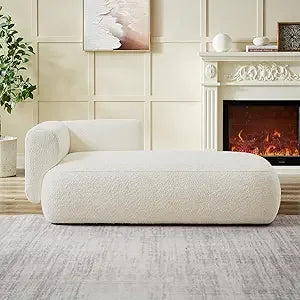 Upholstered Chaise Lounge Boucle Fabric