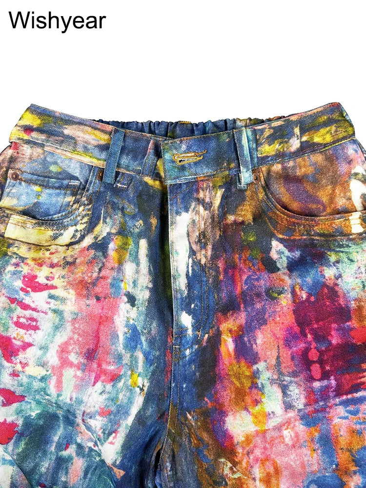 Fashion Tie-Dye Print Wide Leg Pants