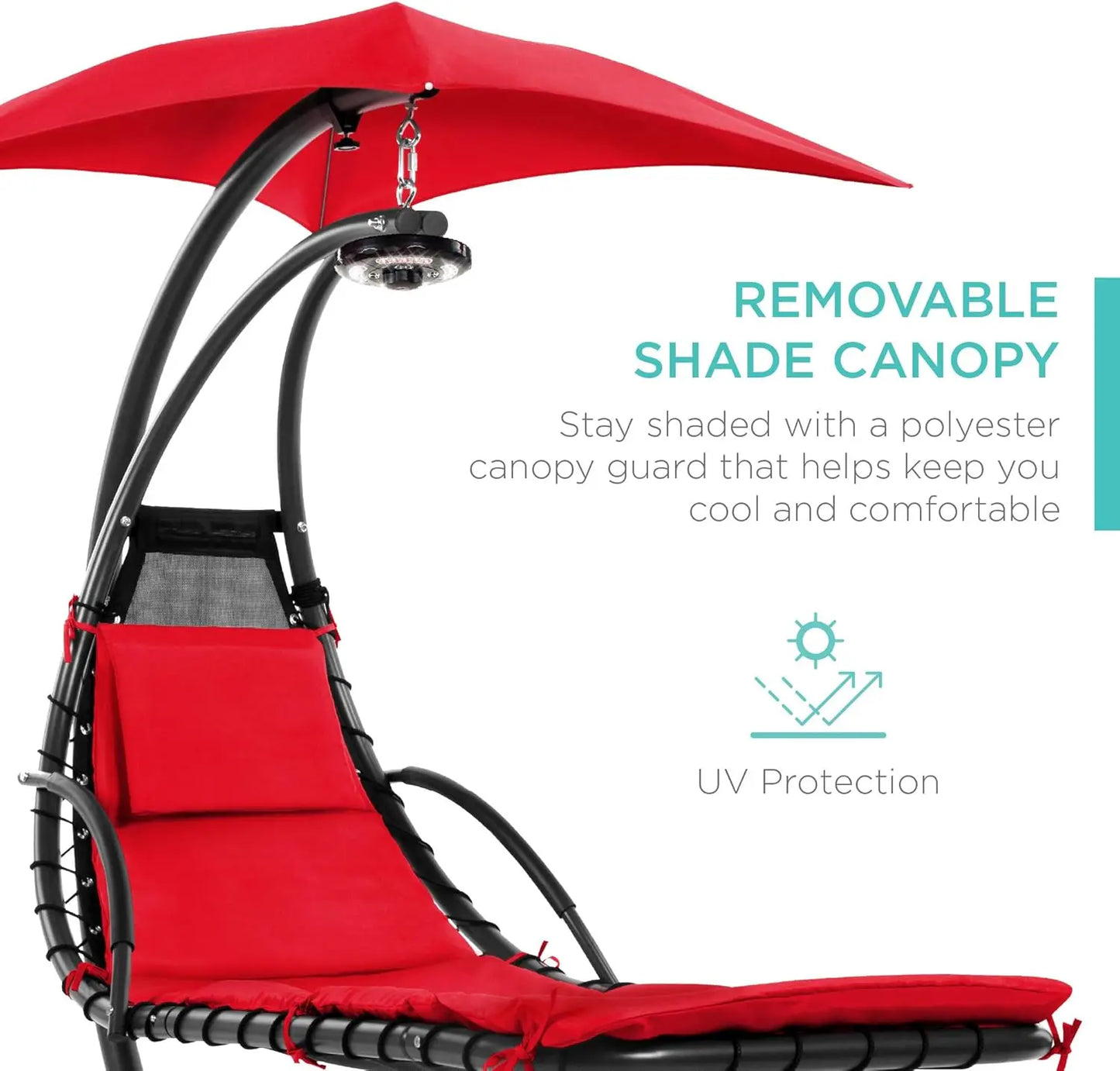 Hanging LED-Lit Curved Chaise Lounge Chair Swing