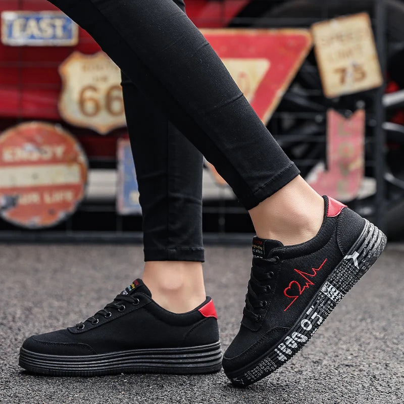 Womens Lace-up Breathable Canvas Lover Shoes