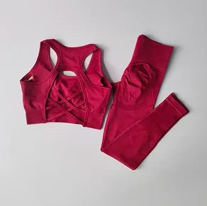 2PCS Tank Top Bra Shockproof Running Leggings Set