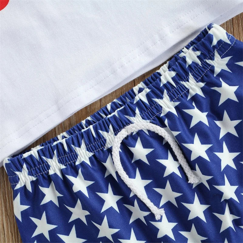 Boys 2Pc Cotton T Shirt & Star Patterned Shorts