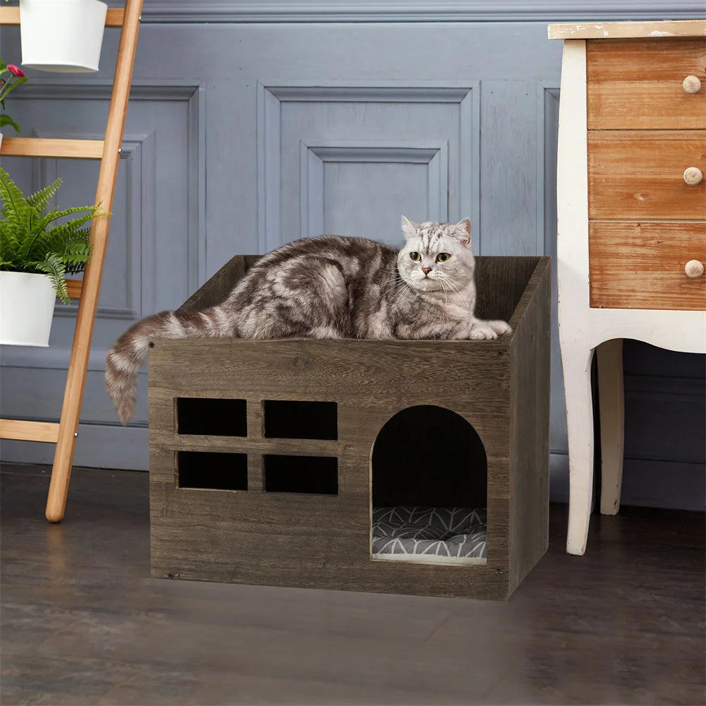 2 In 1 Wooden Hideout Shelter Small Pet Furniture