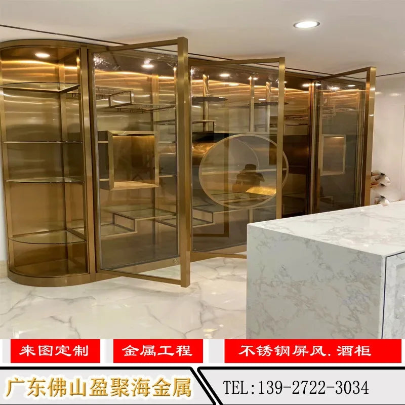 Thermostatic Luxury Glass Stainless Steel Wine Cabinet
