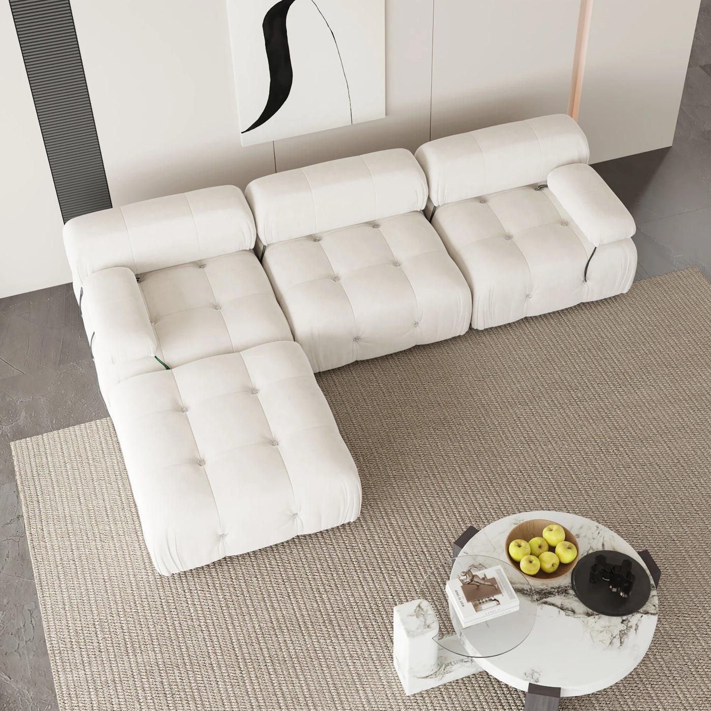 104" Modular Sectional Sofas Luxury Modern Velvet 4-Seat