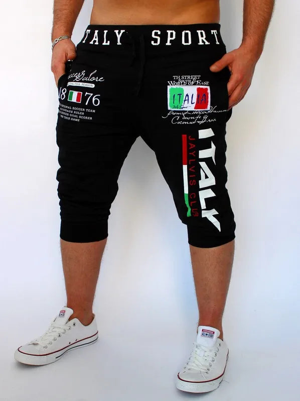 Men's Athletic Capri Drawstring Print Sweatpants