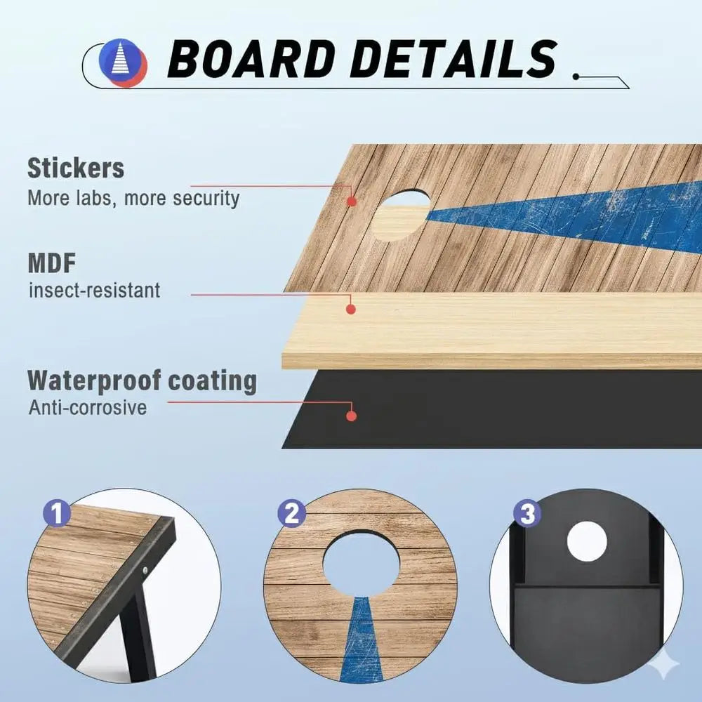 4x2 Ft Cornhole Boards with 8 All-Weather Bean Bags and Carrying Case