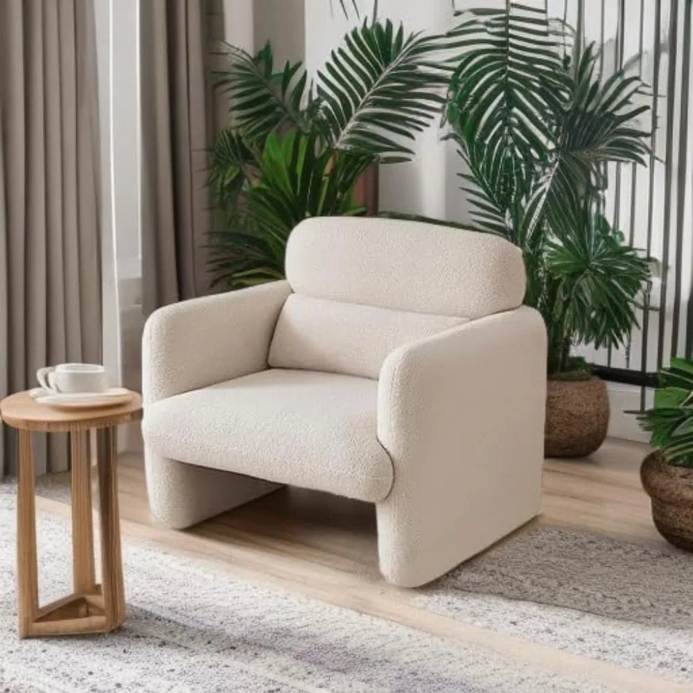 Modern Lamb Fabric Upholstered Arm Chair