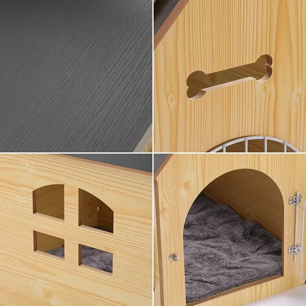 Wooden Pet House With Roof for Dogs