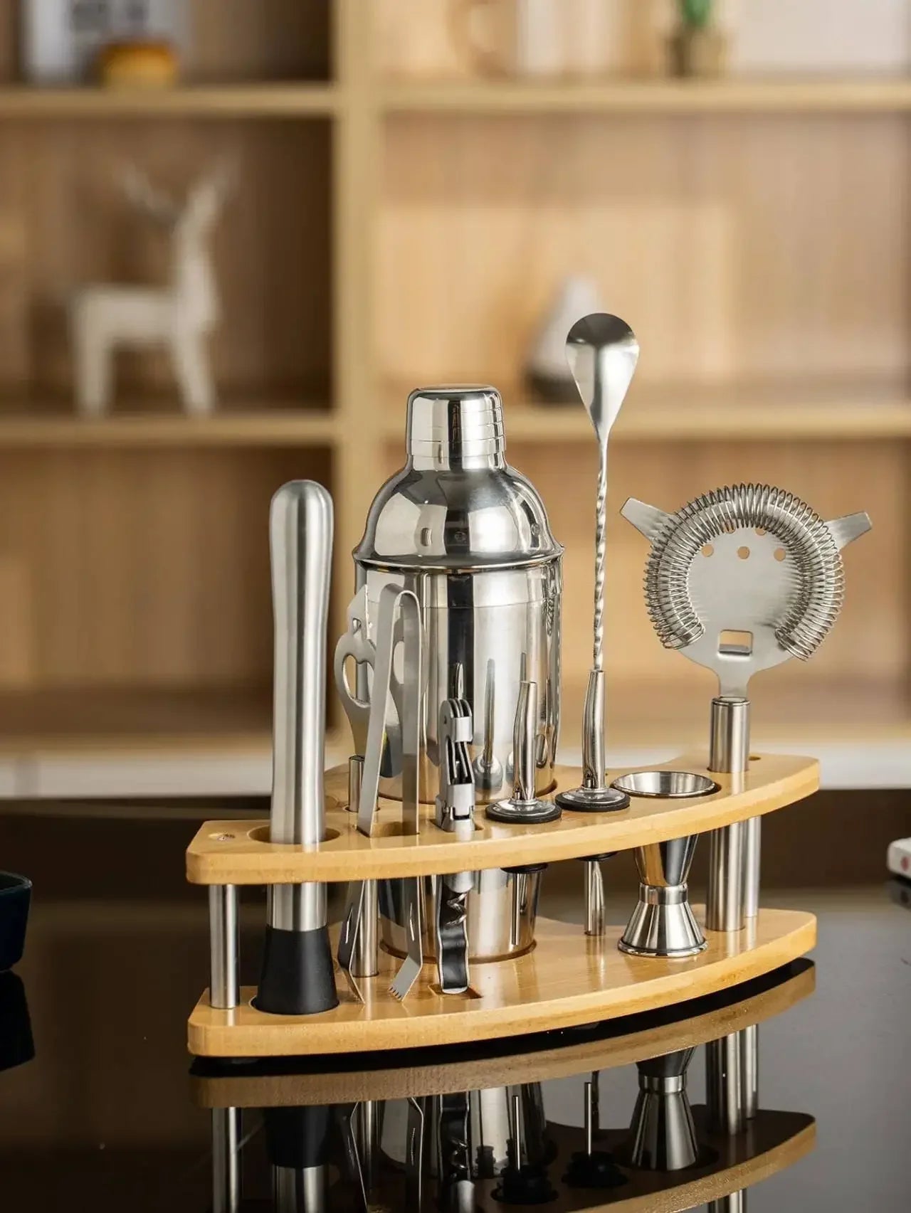 11pcs Stainless Steel Bartender Kit with Stand Cocktail Shaker