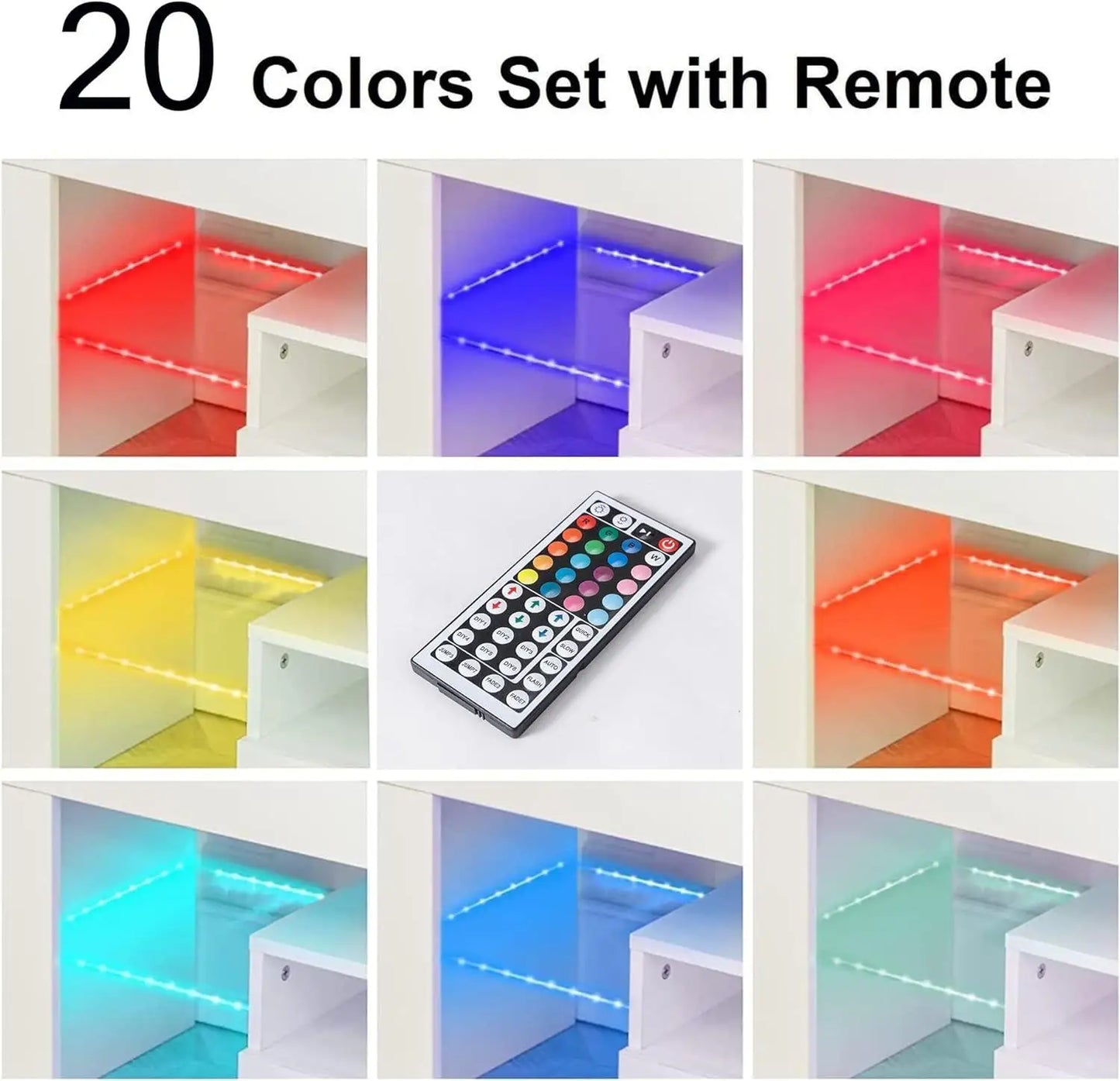63-Inch Multifunctional TV Cabinet with Multi-Color Lighting Strip