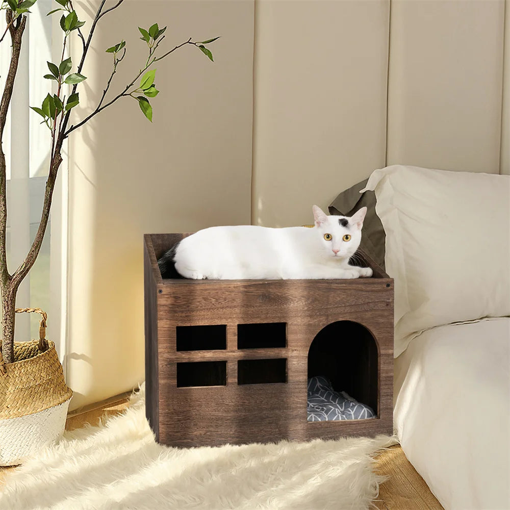 2 In 1 Wooden Hideout Shelter Small Pet Furniture