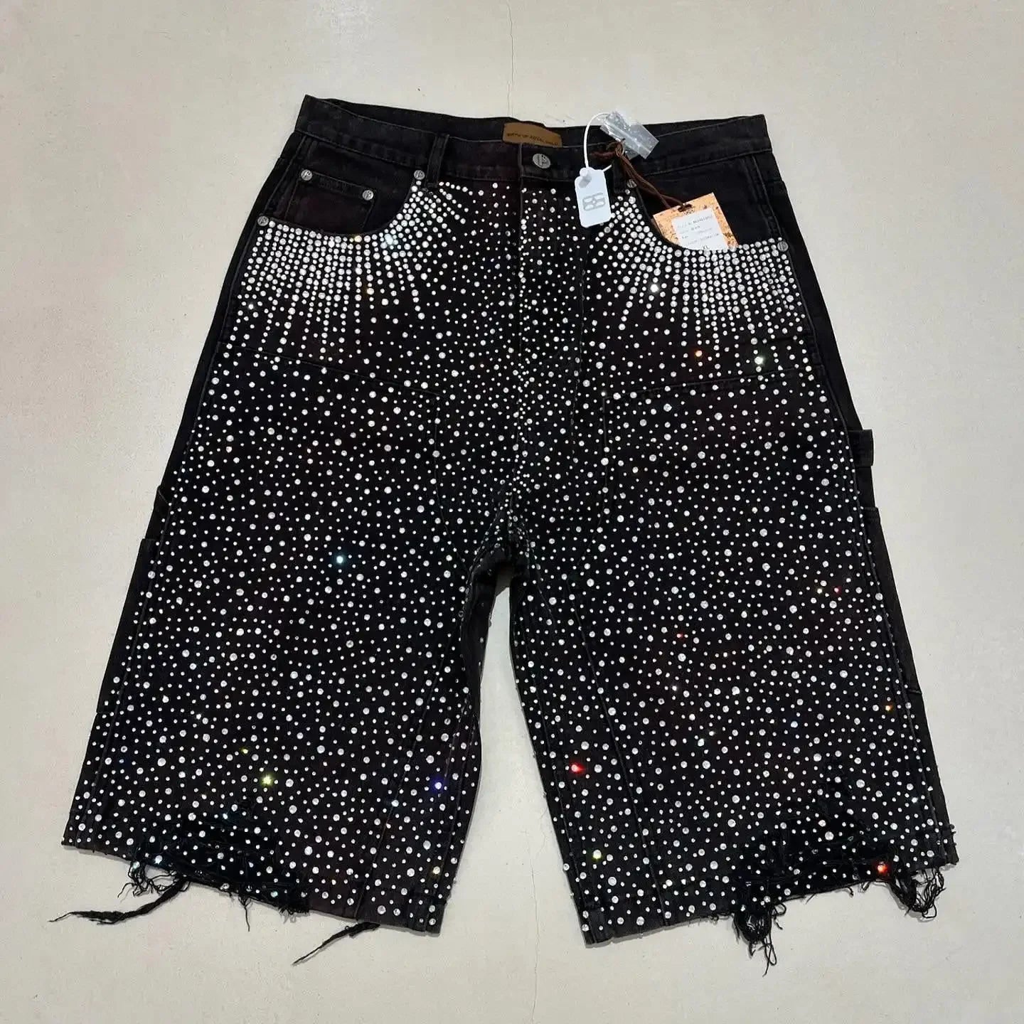 Vintage Sequined Denim Loose Casual Shorts