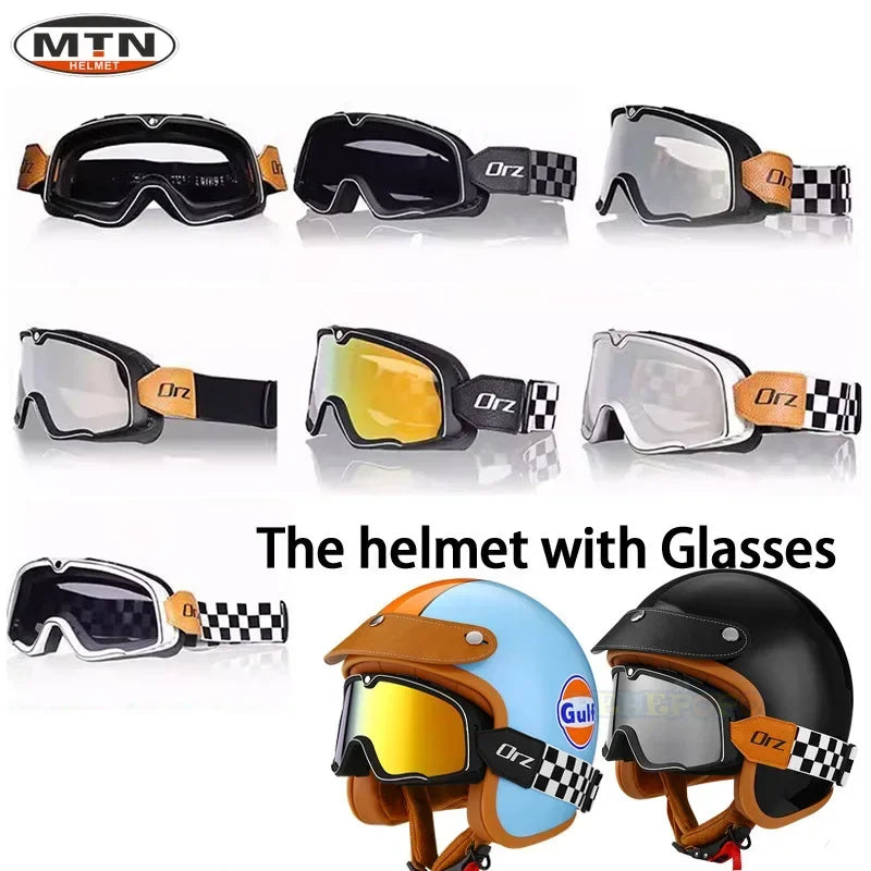 Vintage Motorcycle Helmet DOT Certified Synthetic Leather
