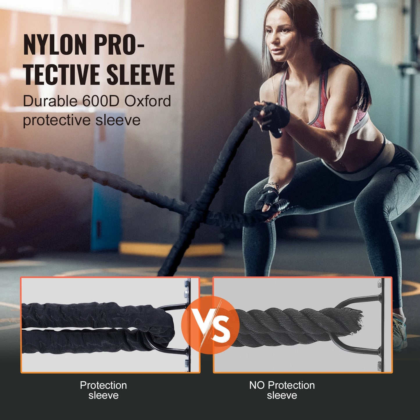 Battle Rope Exercise Equipment with Protective Sleeve