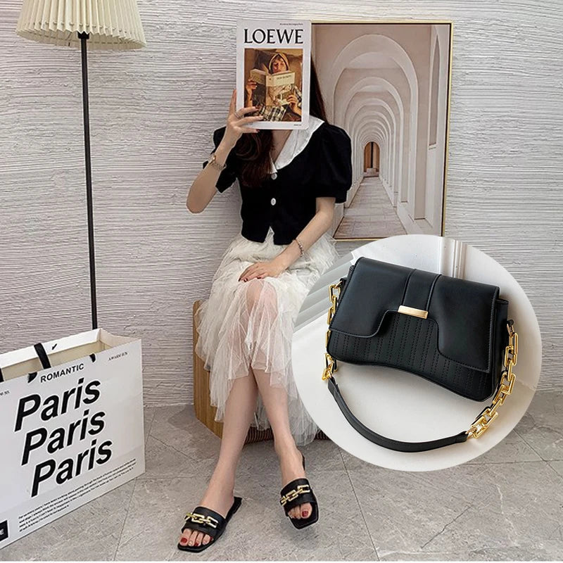 Womens Metal Chain Slippers Summer Flat-bottomed Non-slip