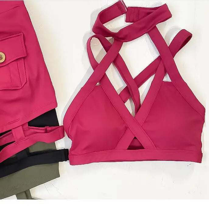 1/2PCS High Waist Scrunch Shorts Yoga Set