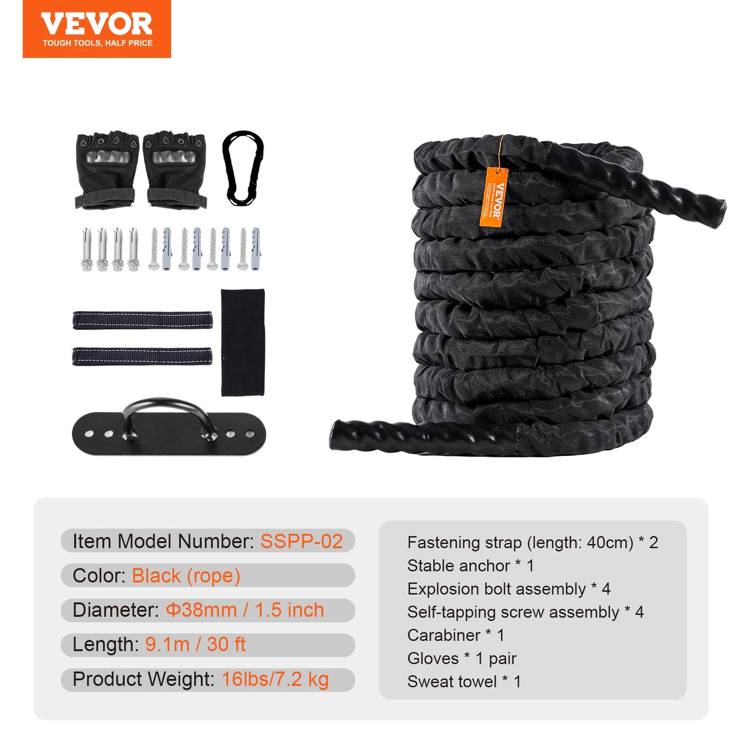 Battle Rope Exercise Equipment with Protective Sleeve