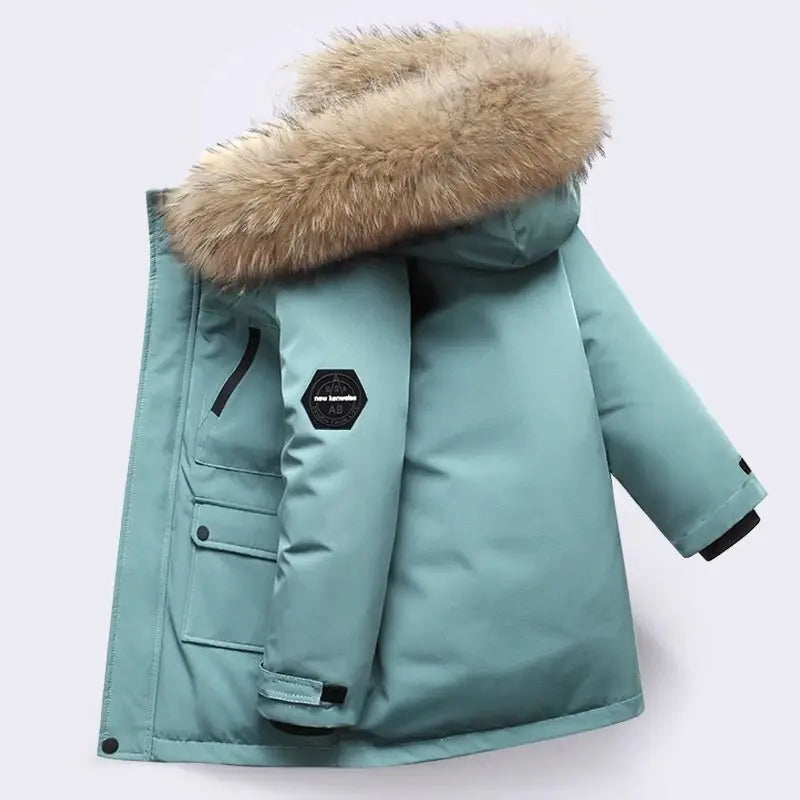 Winter Kids Padded Thick Collar Hooded Outerwear