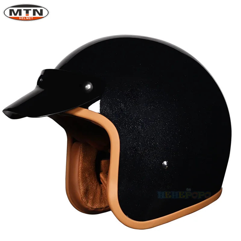 Vintage Motorcycle Helmet DOT Certified Synthetic Leather