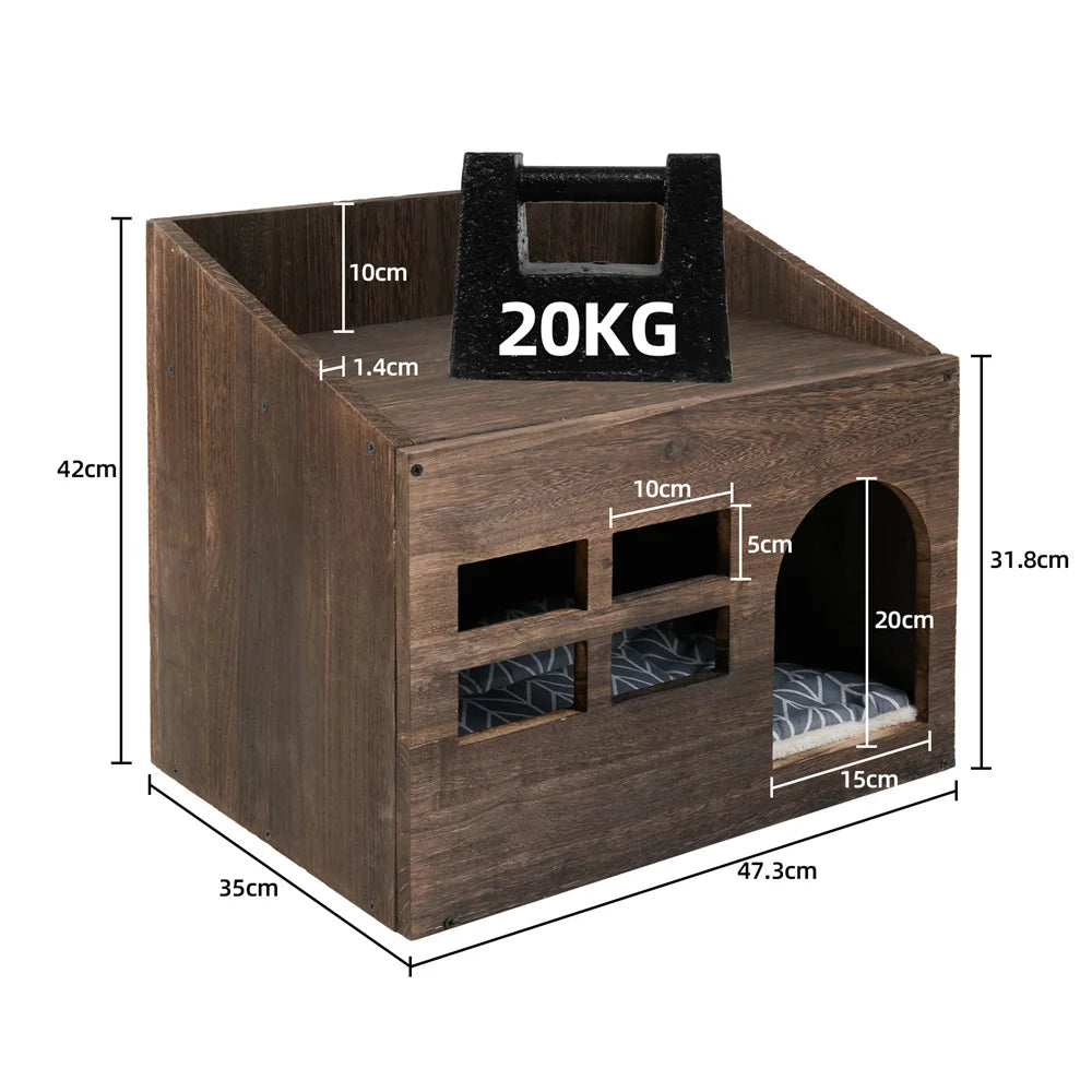 2 In 1 Wooden Hideout Shelter Small Pet Furniture