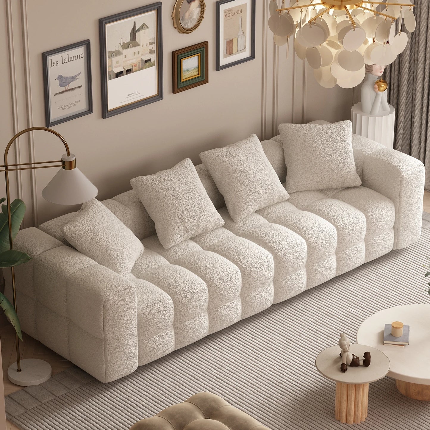 FUFU&GAGA Elegant Modern 4 Person Couch With 4 Pillows