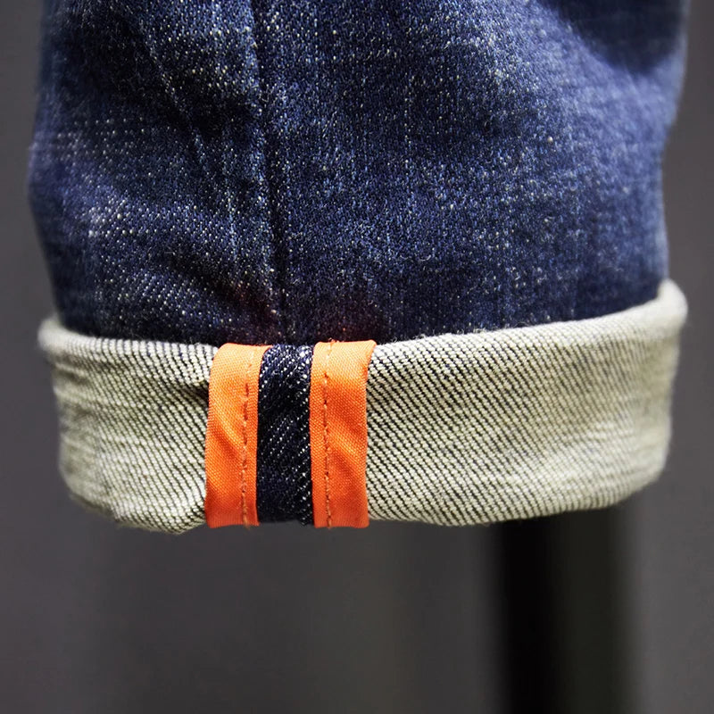 Ripped Jeans Slim Fit Dark Blue Destroyed Denim