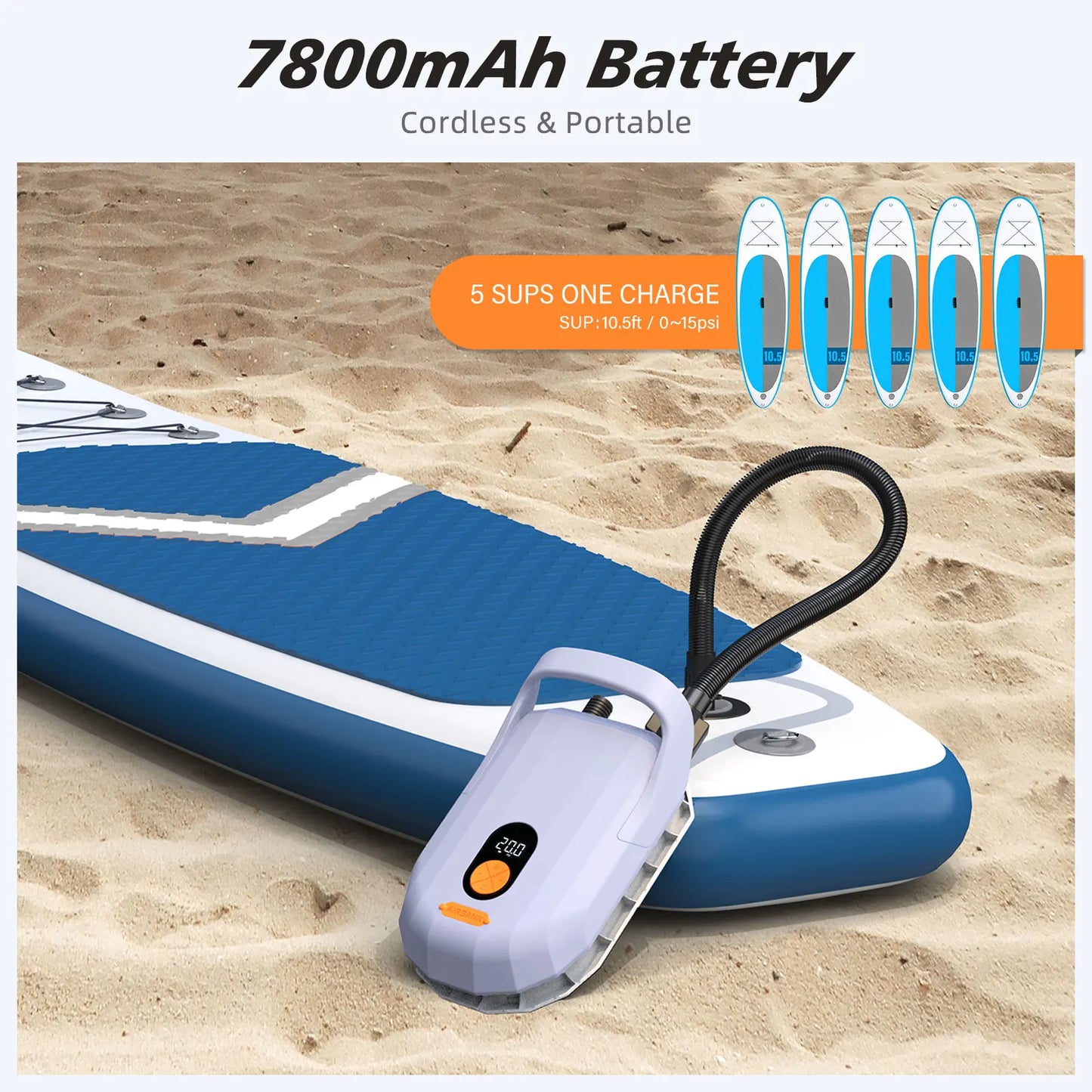 Electric Air Pump with Battery 7800 mAh 20 PSI Max