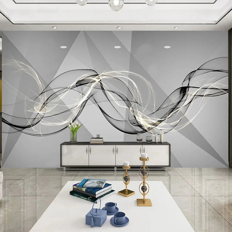 3D Abstract Smoke Line Geometric Wall Decor