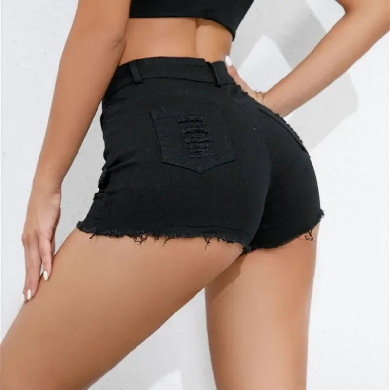 Womens Denim Shorts High Waist Streetwear