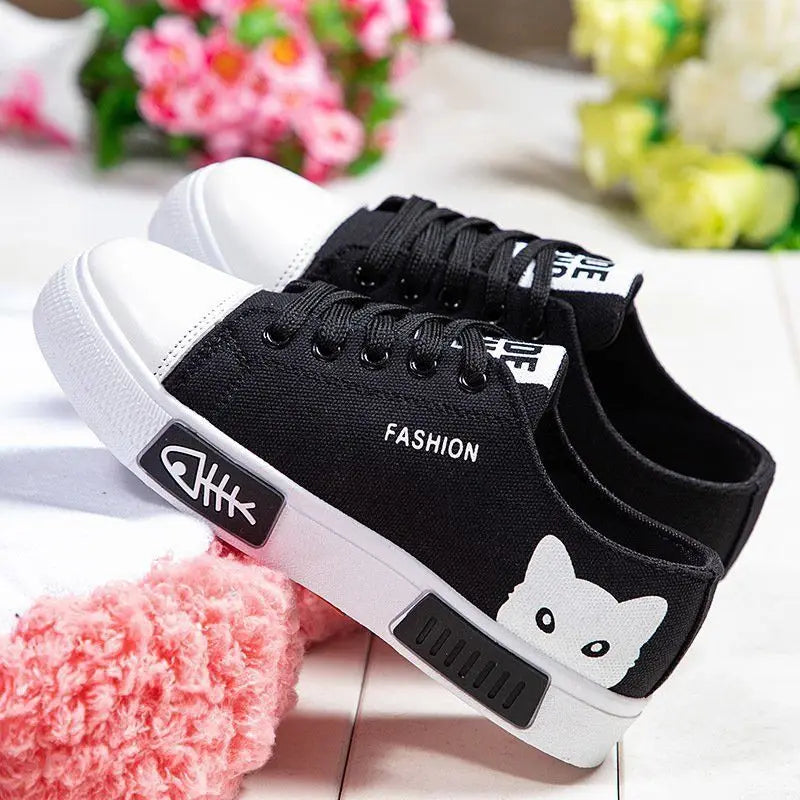 Womens Cartoon Cat Casual Fashion Sneakers