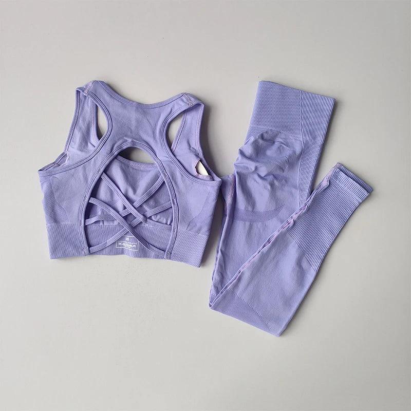 2PCS Tank Top Bra Shockproof Running Leggings Set