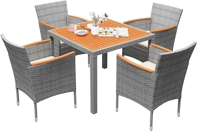 Patio Conversation Set with Acacia Wood Top