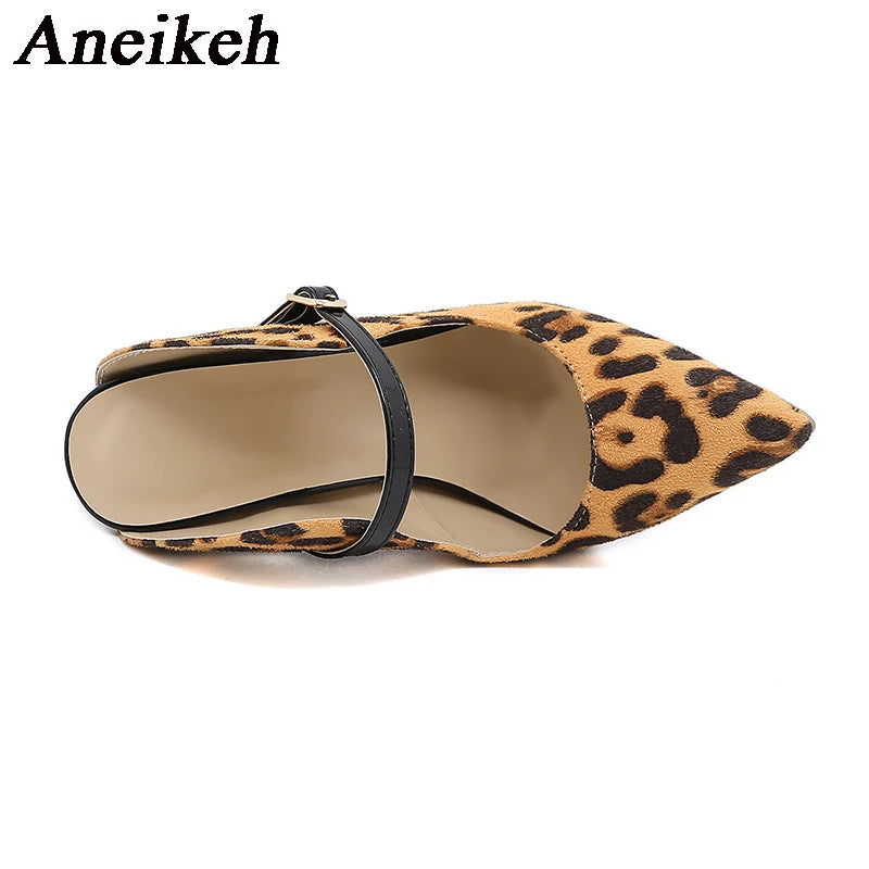 Leopard Print New Stiletto Mules Pumps