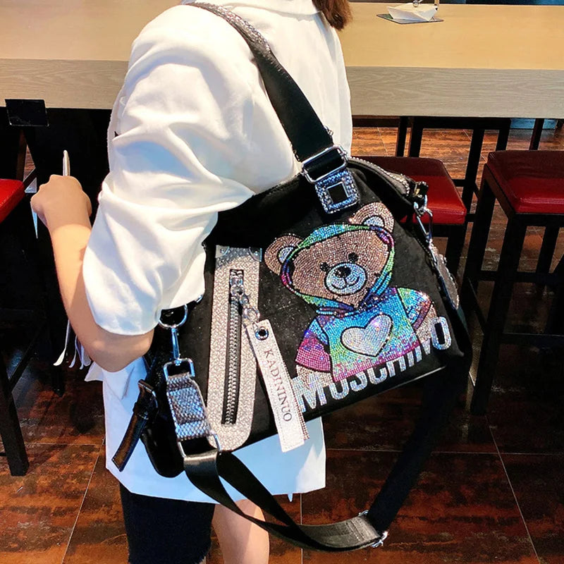 Womens High Capacity Cute Bear Shoulder Bag