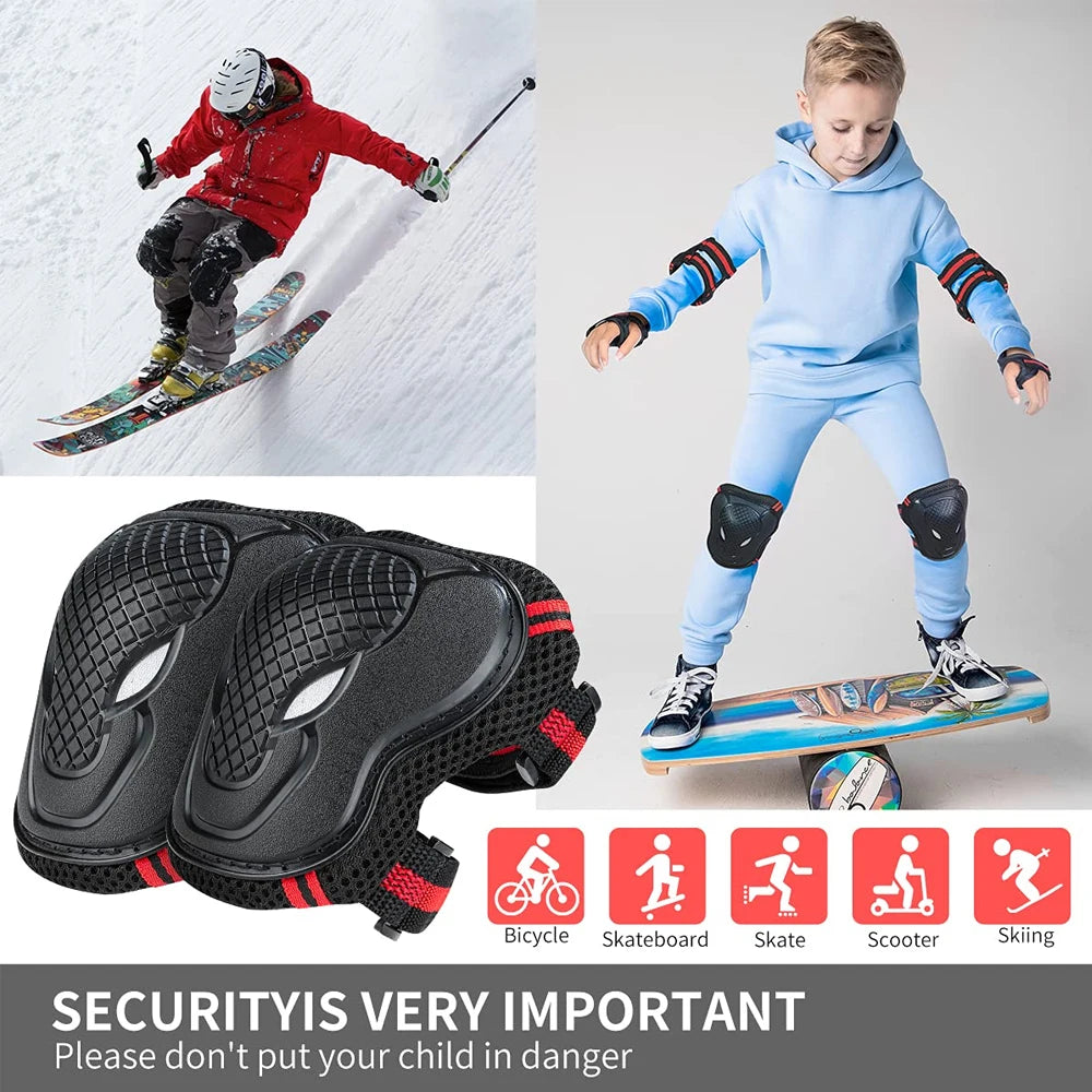 6Pcs/set Teens & Adult Knee Pads Elbow Pads Wrist Guards Protective Gear